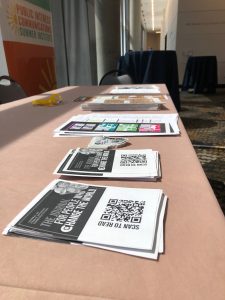 Items on the summer institute registration table.